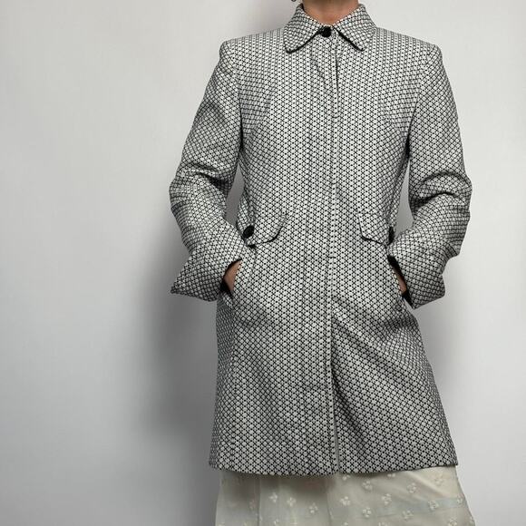 Artful Apt. 9 White and black Patterned Trench Coat | $ - Picture 4 of 8